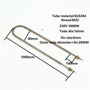 SUS 304 Materiale Finned Varmeelement